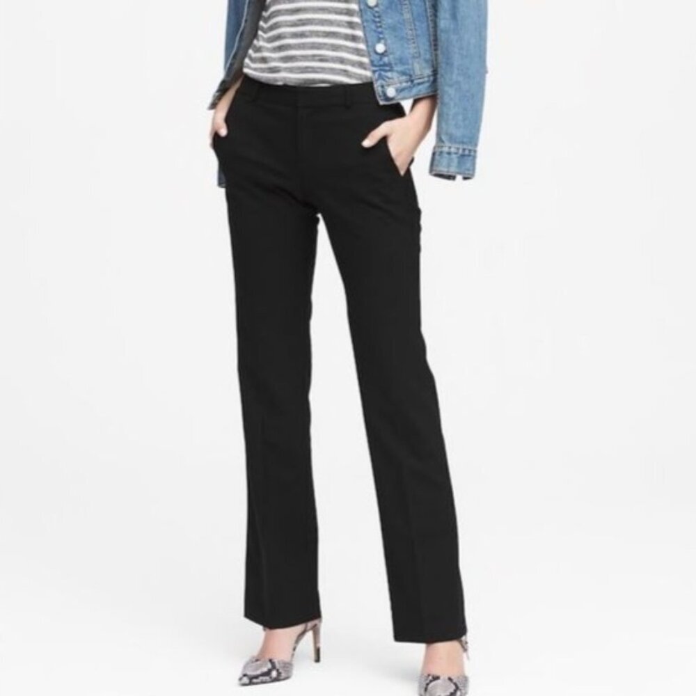 Banana Republic Logan Black Pants Straight Leg Trousers Career Women's 10